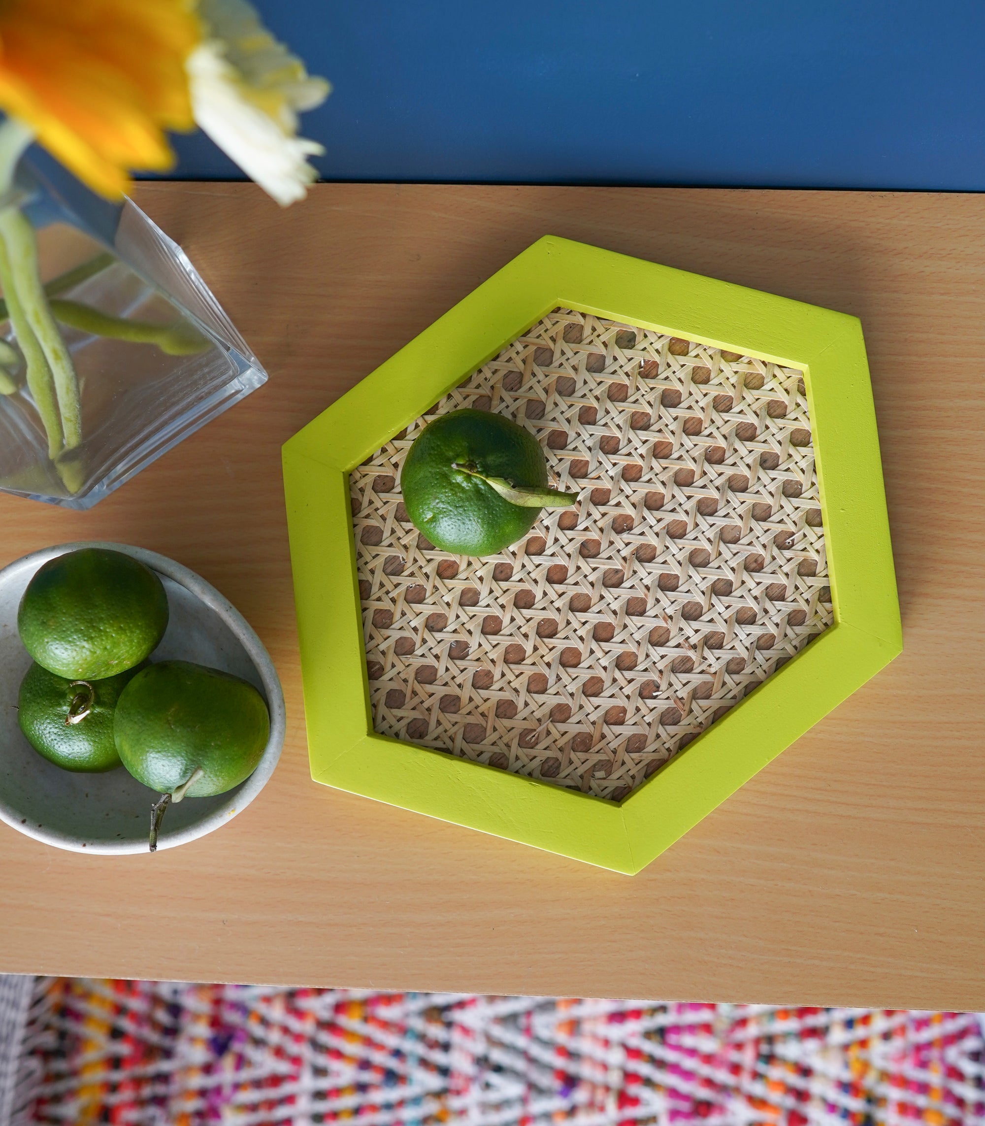 Solihiya Hexagonal Tray     Lime Green
