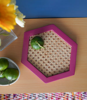 Solihiya Hexagonal Tray    Pink