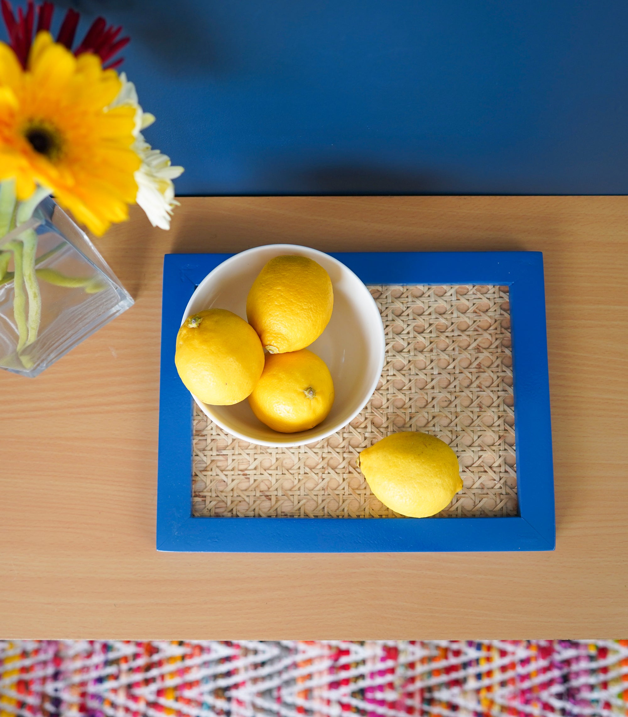 Solihiya Rectangular Tray (Size: Medium)             Electric Blue