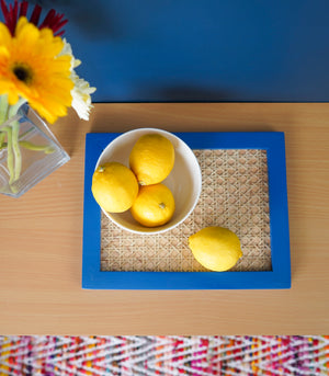 Solihiya Rectangular Tray (Size: Medium)             Electric Blue