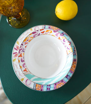 Ikat Appetizer Plate & Bowl Set        (Multicolor)