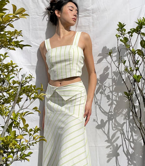 Beccar Tie-Front Top and Maxi Skirt Set (Neon Stripes)