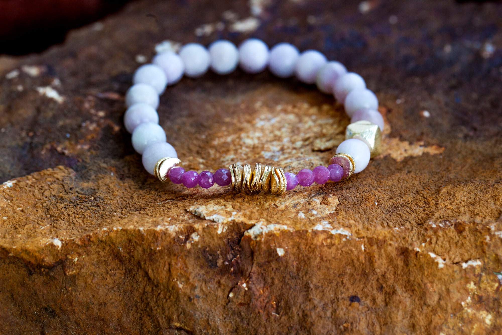 Abundant Love Bracelet with Kunzite and Ruby *Jewels of the Nile* (for women) ABL-BW1