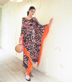 Kriva Fringe Caftan (Tangerine)