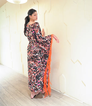 Kriva Fringe Caftan (Tangerine)