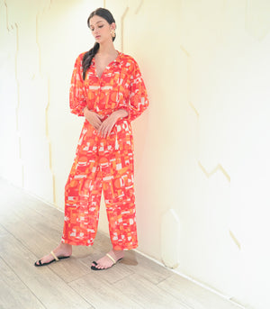 Bogdanci Jumpsuit Cover-Up (Tangerine)