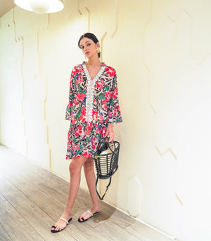 Kavadarci Coulor Tiered Tunic (Red)