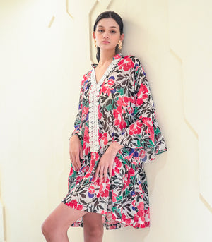 Kavadarci Coulor Tiered Tunic (Red)