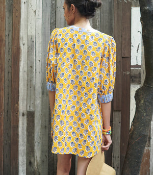 Danielle Dress in Mustard/Blue