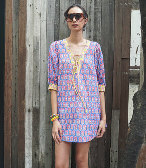 Danielle Dress in Blue/Pink/Yellow