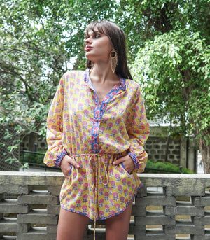 Karina Romper in Yellow Pink/Blue