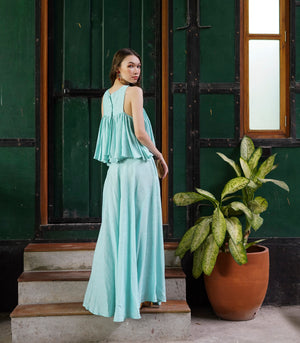 Mourant Flounce Top and Skirt Set  (Mint)
