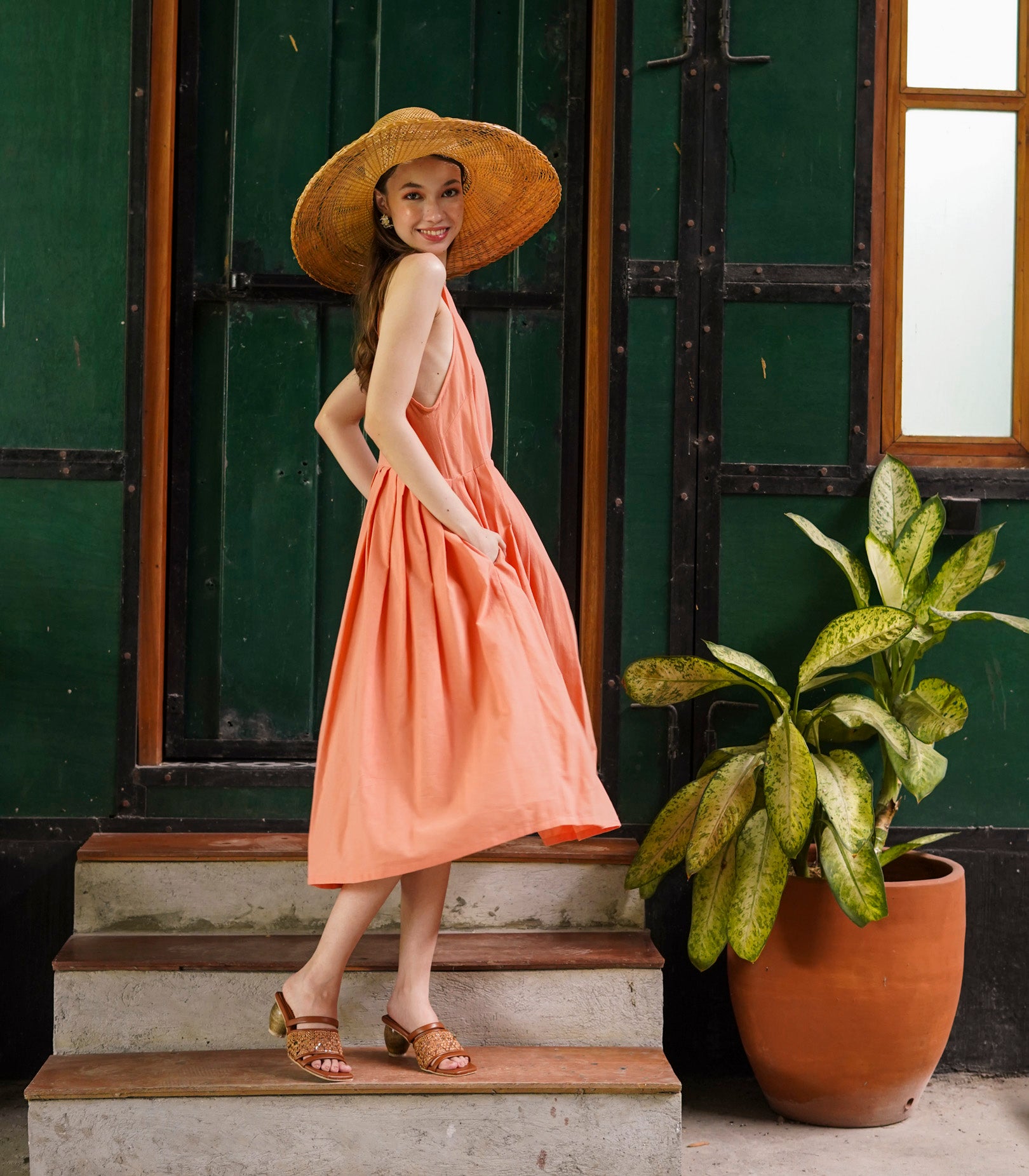 dress tent Camopi Pleated Tent Dress (Peach)