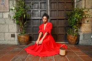 Ikela Waisted Maxi Dress (Tomato)