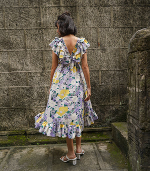 Marana Tha Tayla Ruffle Cutout Dress (Painterly Florals)