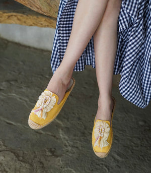 Yellow Tassel Mule Espadrille