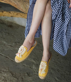 Yellow Tassel Mule Espadrille