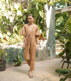 Elahe Flounce Sleeve Jumpsuit       (Sand)