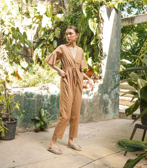 Elahe Flounce Sleeve Jumpsuit       (Sand)