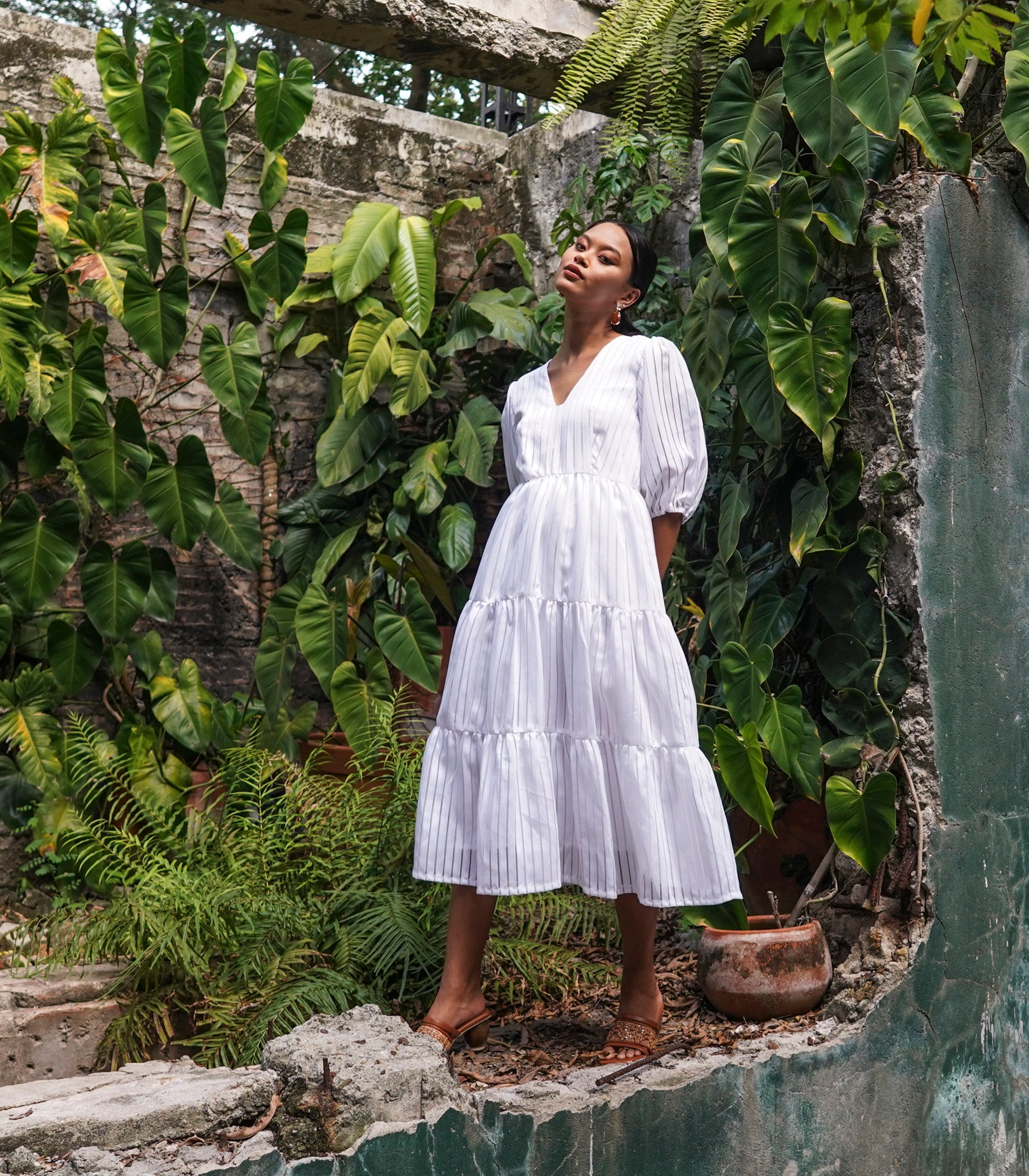 Matoury Puff Sleeve Dress (Dove)