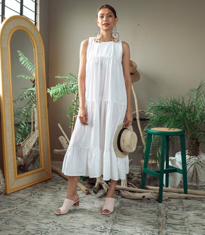 Florence Fling Tammy Sleeveless Tiered Dress (White)