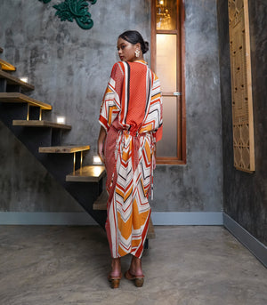 Marana Tha Renata Kimono Midi Dress (Stripes)