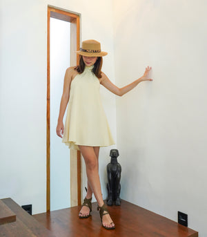 Meet Me At The Halter Linen Dress   Cream