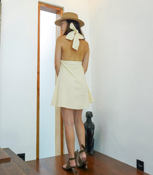 Meet Me At The Halter Linen Dress   Cream