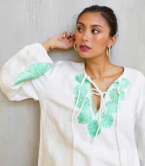 Brija Rust Embroidered Tunic  (Cream)