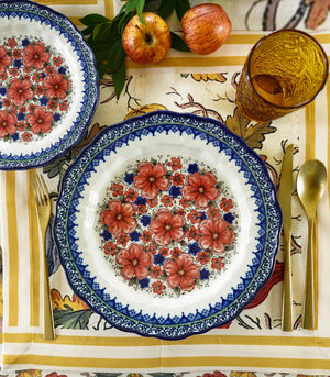 Hydra Dinner and Salad Plate Set of 2   Red Floral