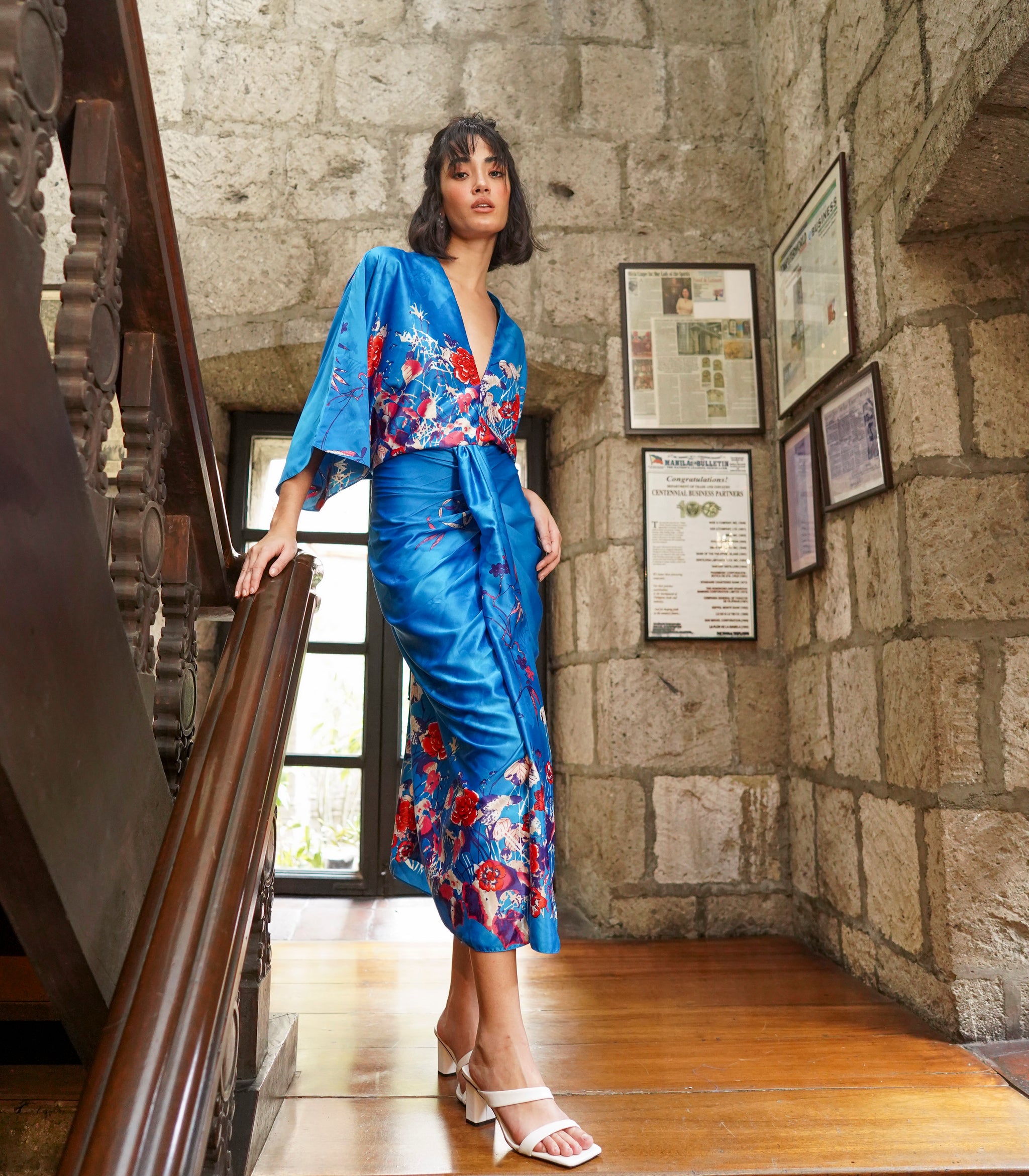 Marana Tha Renata Kimono Midi Dress (Azure) Marana Tha Renata Kimono Midi Dress (Azure)