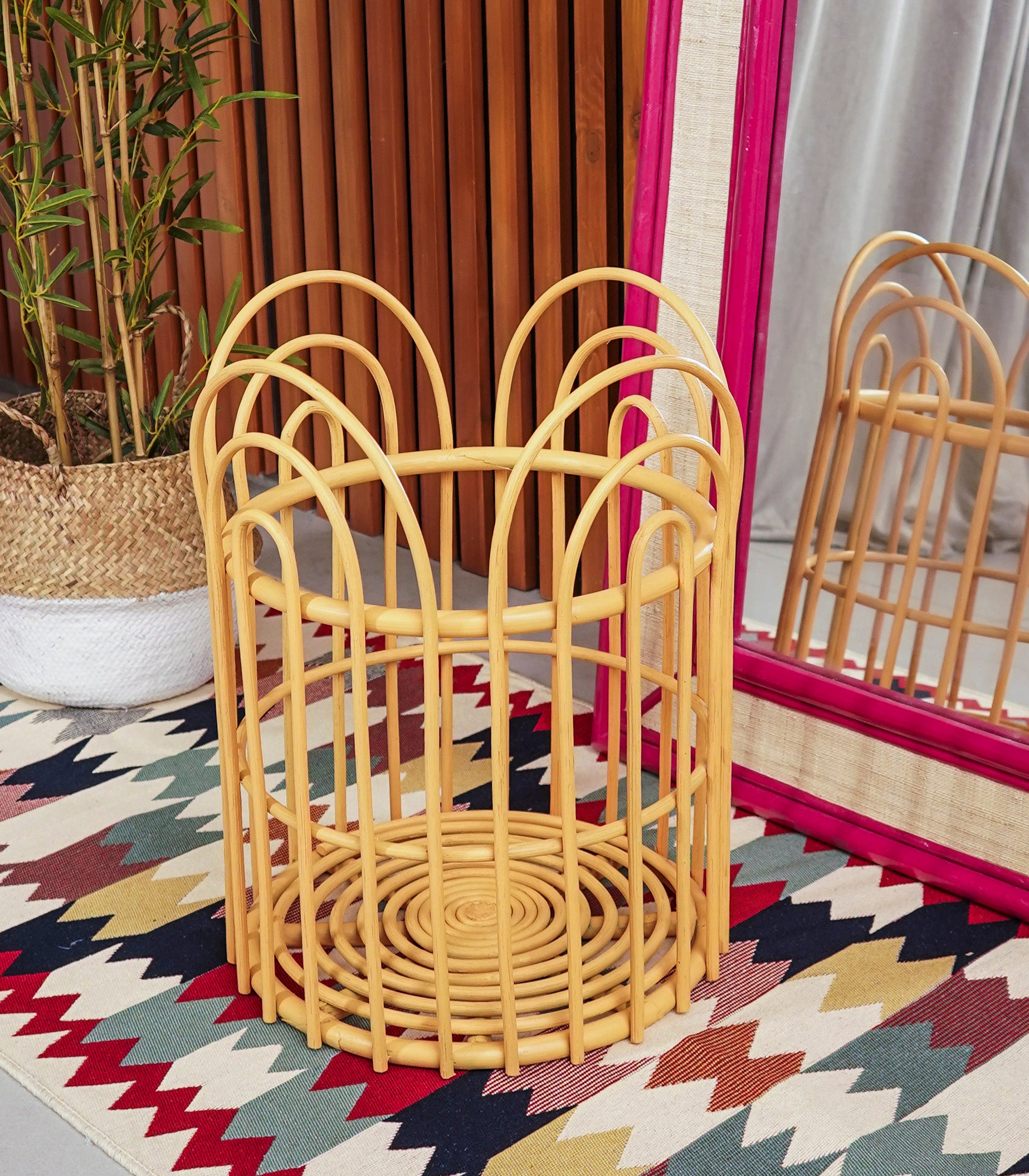 Rattan Hamper   Mustard