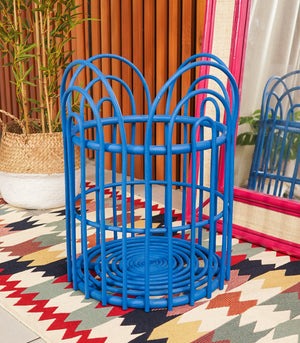 Rattan Hamper   Electric Blue