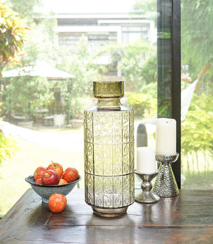 Salvia - C Colored Glass Vase with Embossed Pattern