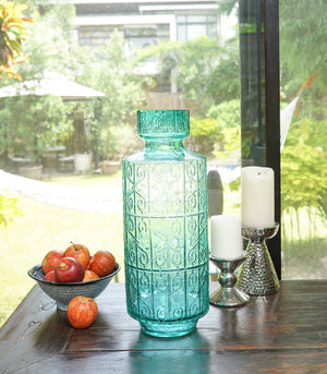 Salvia - C Colored Glass Vase with Embossed Pattern