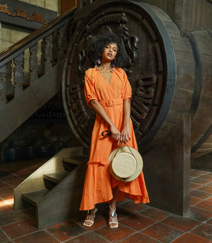 Montebello Wrap Dress (Tangerine)