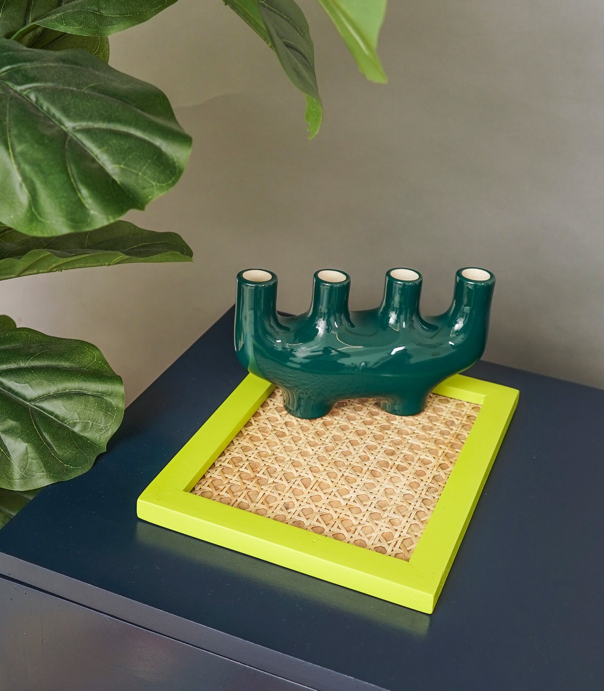 Solihiya Rectangular Tray (Size: Medium)             Lime Green