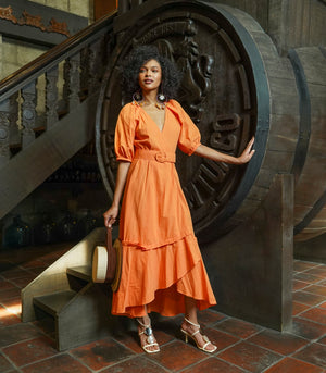 Montebello Wrap Dress (Tangerine)