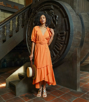 Montebello Wrap Dress (Tangerine)