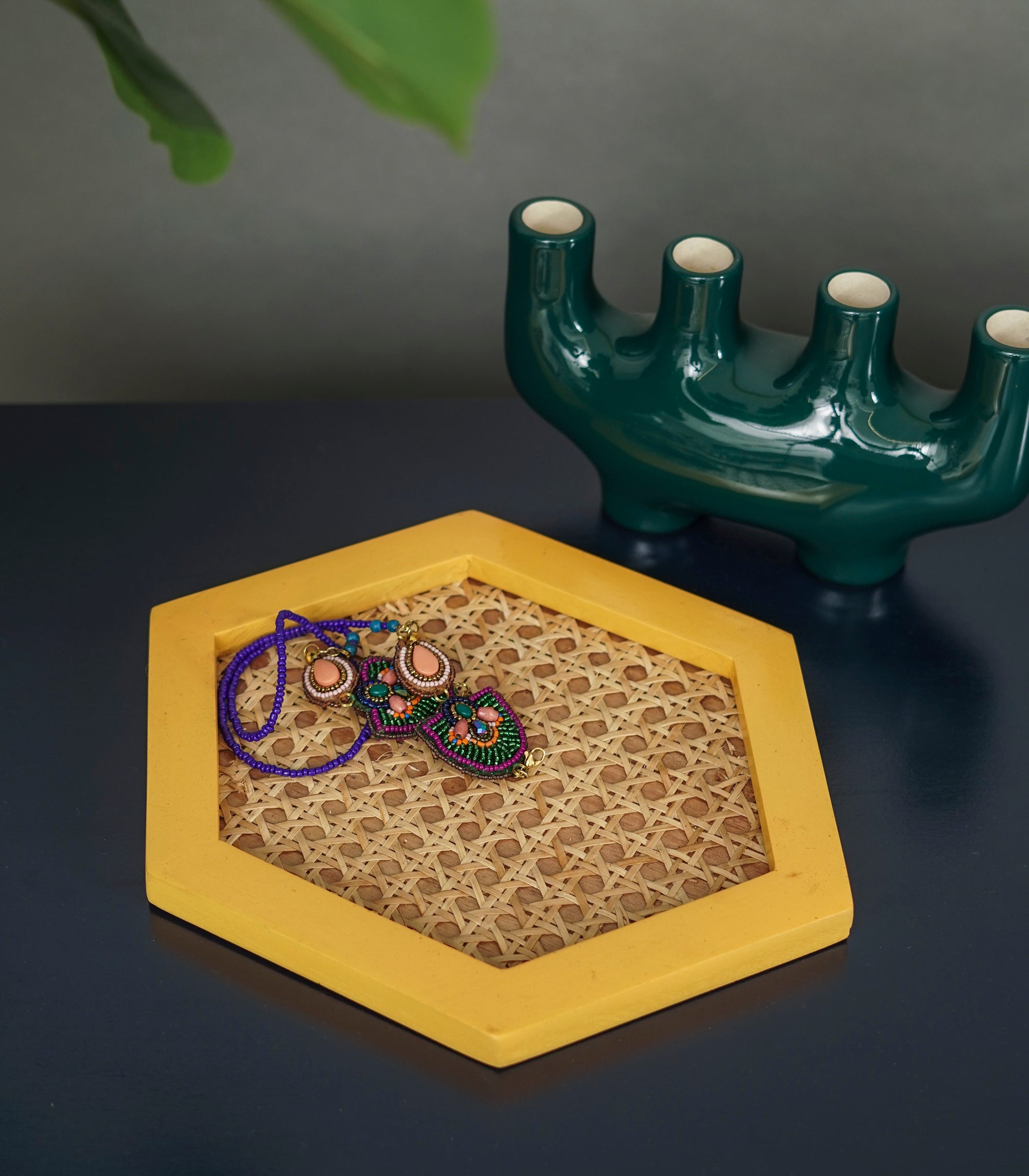 Solihiya Hexagonal Tray      Mustard