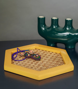 Solihiya Hexagonal Tray      Mustard