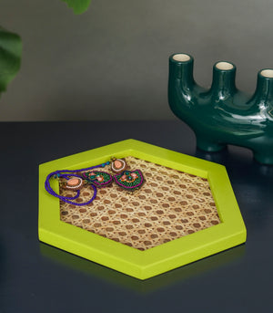 Solihiya Hexagonal Tray     Lime Green