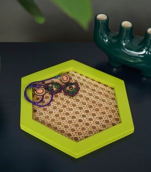 Solihiya Hexagonal Tray     Lime Green
