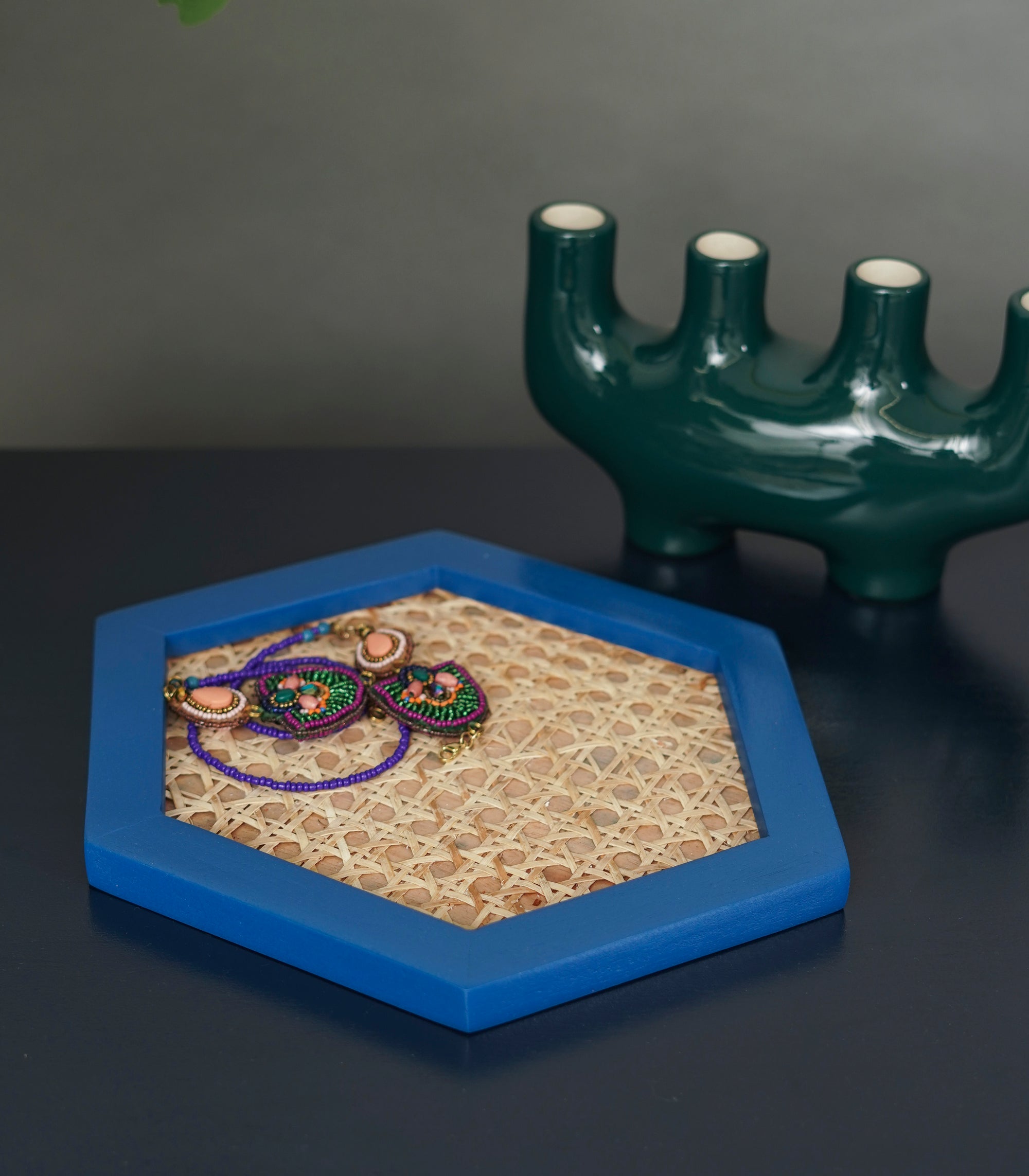 Solihiya Hexagonal Tray      Sky Blue