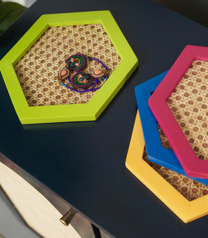 Solihiya Hexagonal Tray    Pink