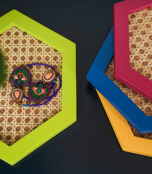 Solihiya Hexagonal Tray     Lime Green