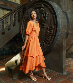 Montebello Wrap Dress (Tangerine)