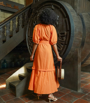 Montebello Wrap Dress (Tangerine)