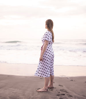 Florence Fling Loren Belted Shirt Dress (White Polka)