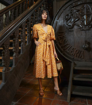 Oshawa Tie-Knot Midi Dress (Marigold)